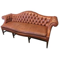Vintage Leather Wingback Chesterfield Style Sofa