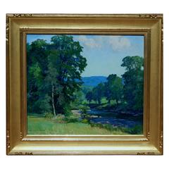 Connecticut Impressionist Woman Painter Harriet Lumis "River at Cummington"