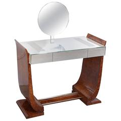 Vintage French Art Deco Vanity with Mirror and Lighted Tabletop, circa 1930s