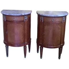 Pair of Amboyna and Walnut French Bedside Cabinets