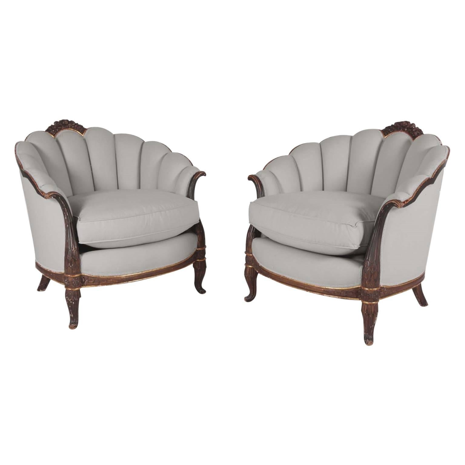 Beautiful Pair of 1925 French Armchairs Designed by Maurice Dufrène