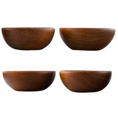 Kay Bojesen Danish Artist, Four Bowls of Teak, Mid-20th Century, Danish Design 3