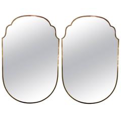 Pair of Mirror with Brass Frame, circa 1960