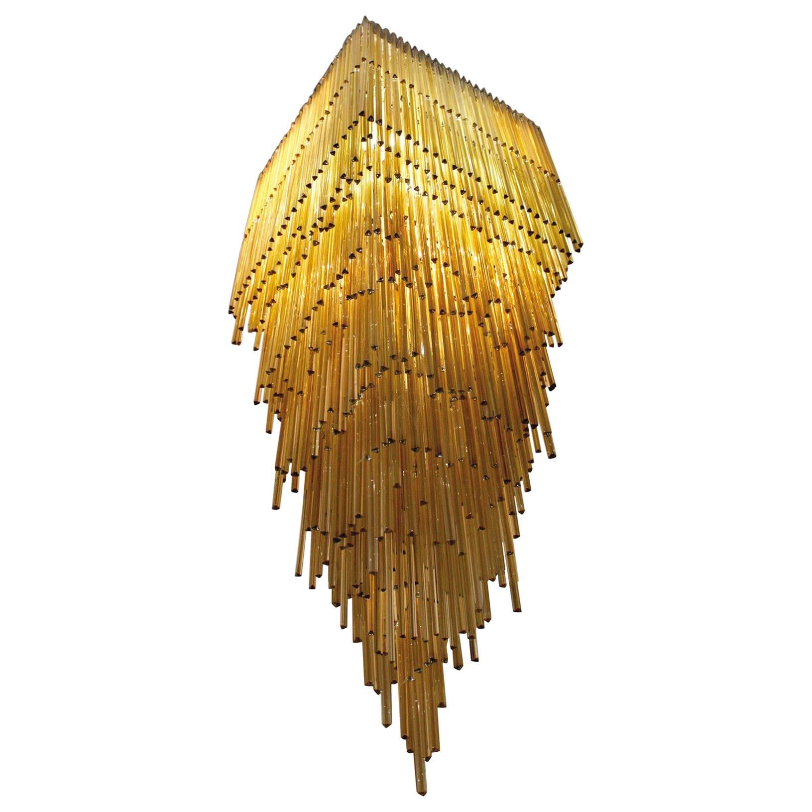 Grand lustre imposant Venini, modèle Triedro, Murano, 1960