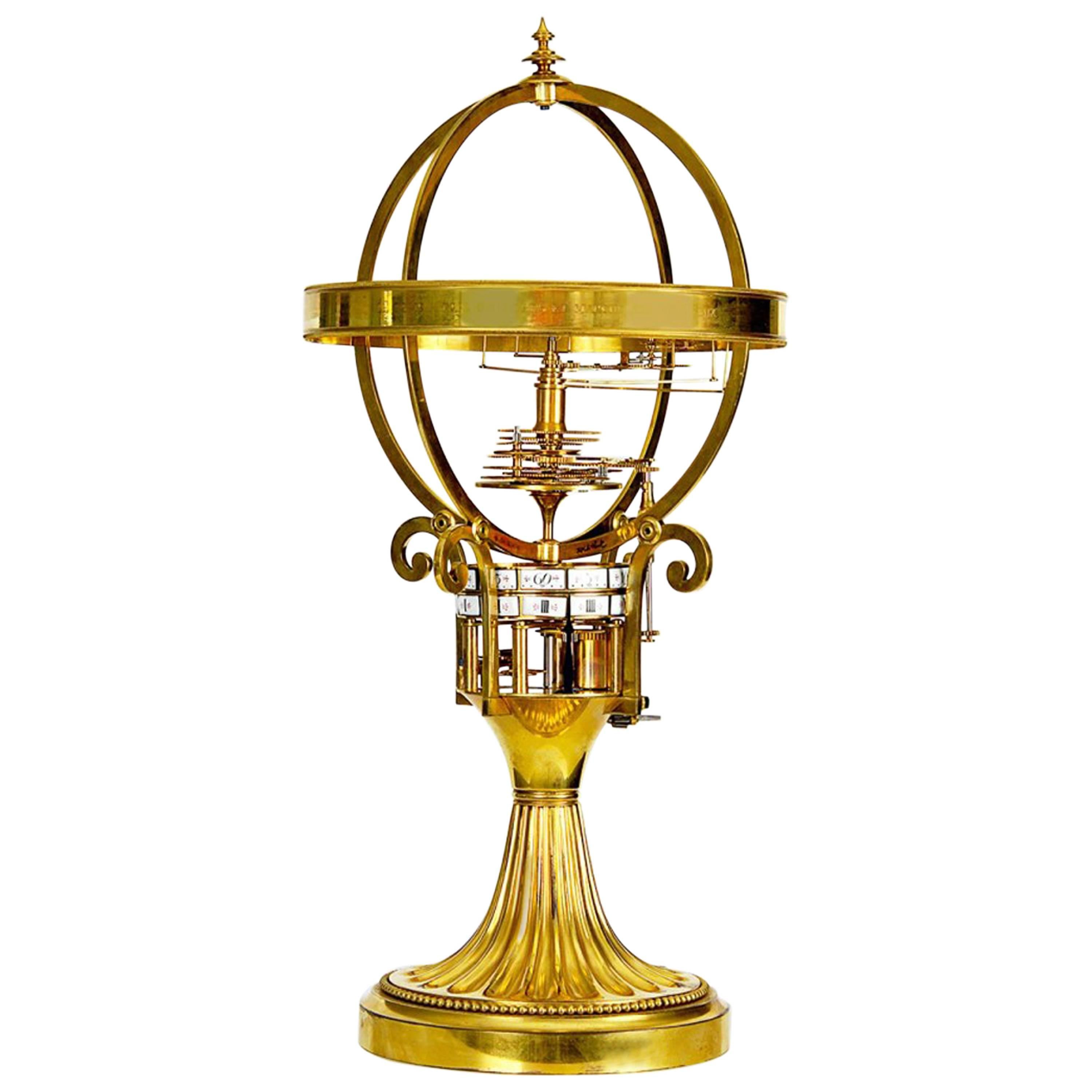 Very Nice French Astronomical Guild Table Clock with Digital Time Indication For Sale
