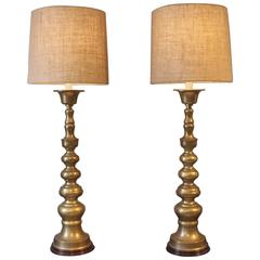 Pair of Brass Candlestick Lamps