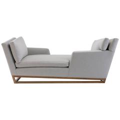 New Contemporary/Modern Handmade Tete-a-tete Sofa, Wool Fabric with Walnut Base