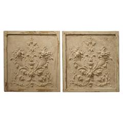 Pair of Architectural Panels from France, Plaster and Wood