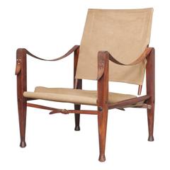 Vintage Mid-Century Kaare Klint Safari Chair by Rud. Rasmussen Designed in 1933