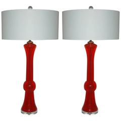 Red Murano Vinatge Italian Table Lamps