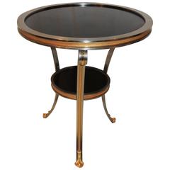 Wonderful Black Granite Doré Bronze Brushed Silver Gueridon Eagle End Table