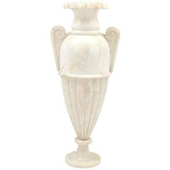 French Antique Art Deco Urn Lamp of Carved Alabaster