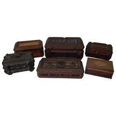 Collection of Antique Tramp Art Boxes