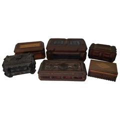 Collection of Antique Tramp Art Boxes 3