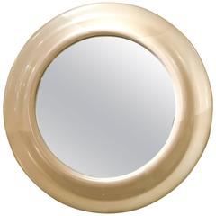 American Mid-Century Large Carl Springer Style Ivory Round Mirror American Mid-Century Large Carl Springer Style Ivory Round Mirror