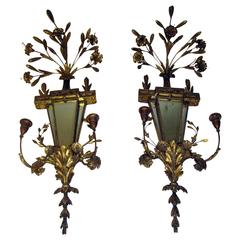 19th Century Italian Gilt Wood Wall Sconces of Monumental Size