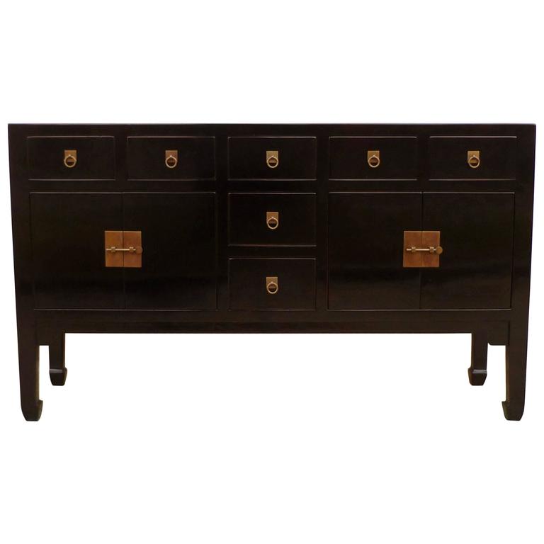 Fine Black Lacquer Sideboard with Drawers at 1stdibs