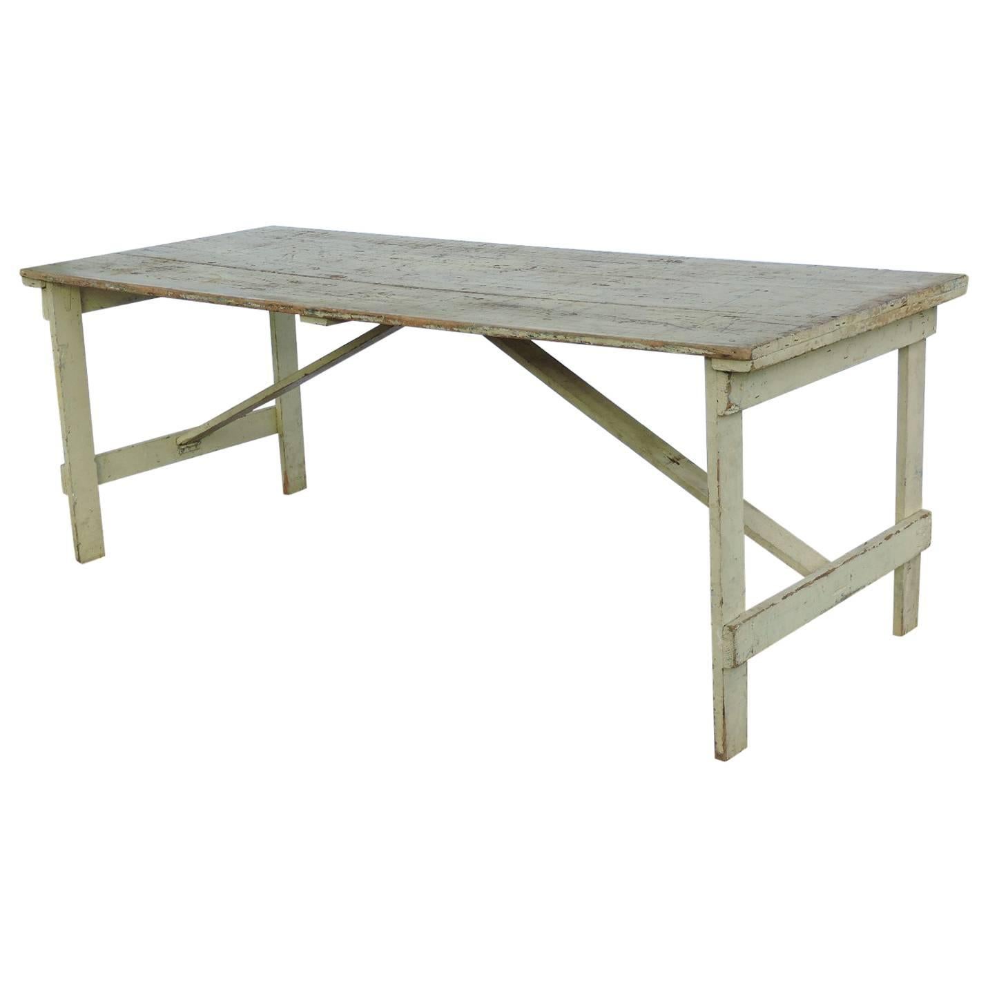  Collapsible Leg Rustic Farm Table in Old Pale Yellow Paint