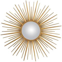 Sun Mirror in Vintage Gold Finish and Convex Mirror