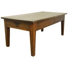 Antique Oak Coffee Table with One Drawer