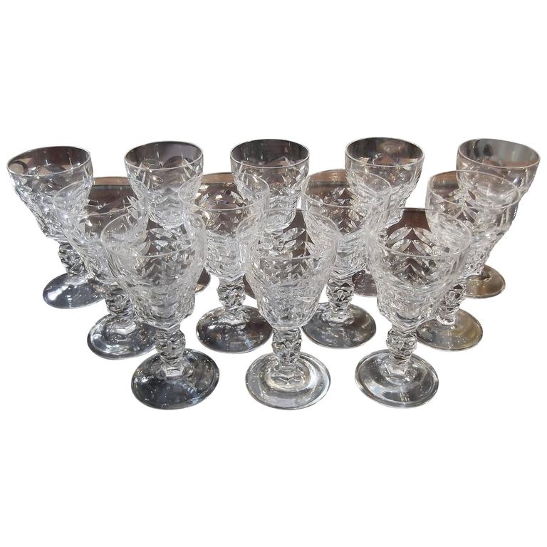 Set of 12 HandCut Small Wine Glasses For Sale at 1stDibs