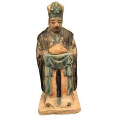Important Ancient Chinese Zodiac Figure Holding a Rabbit, Ming Dynasty 1368-1644 4