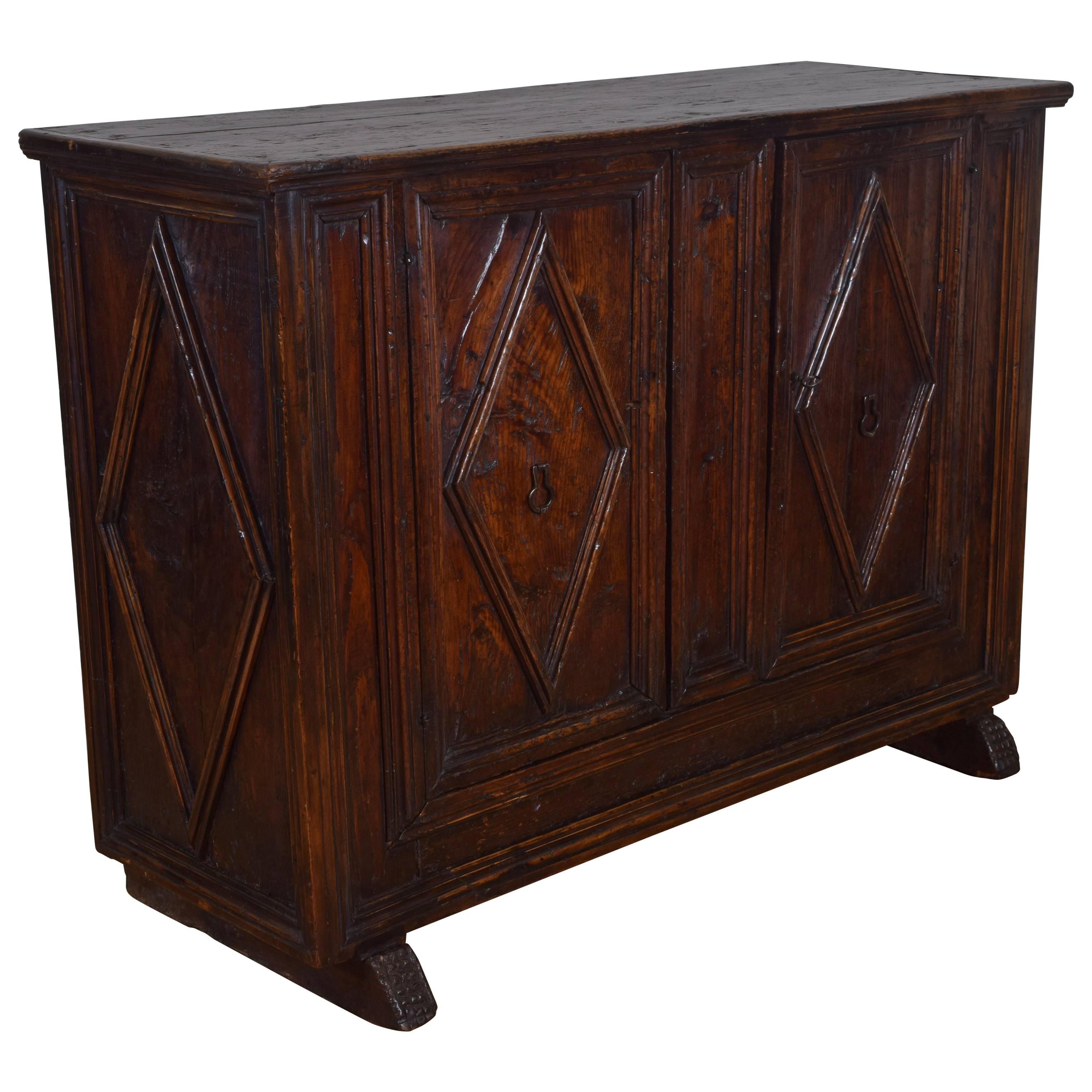 Tuscan Baroque Larchwood Two-Door Credenza with Raised Lozenge Panels