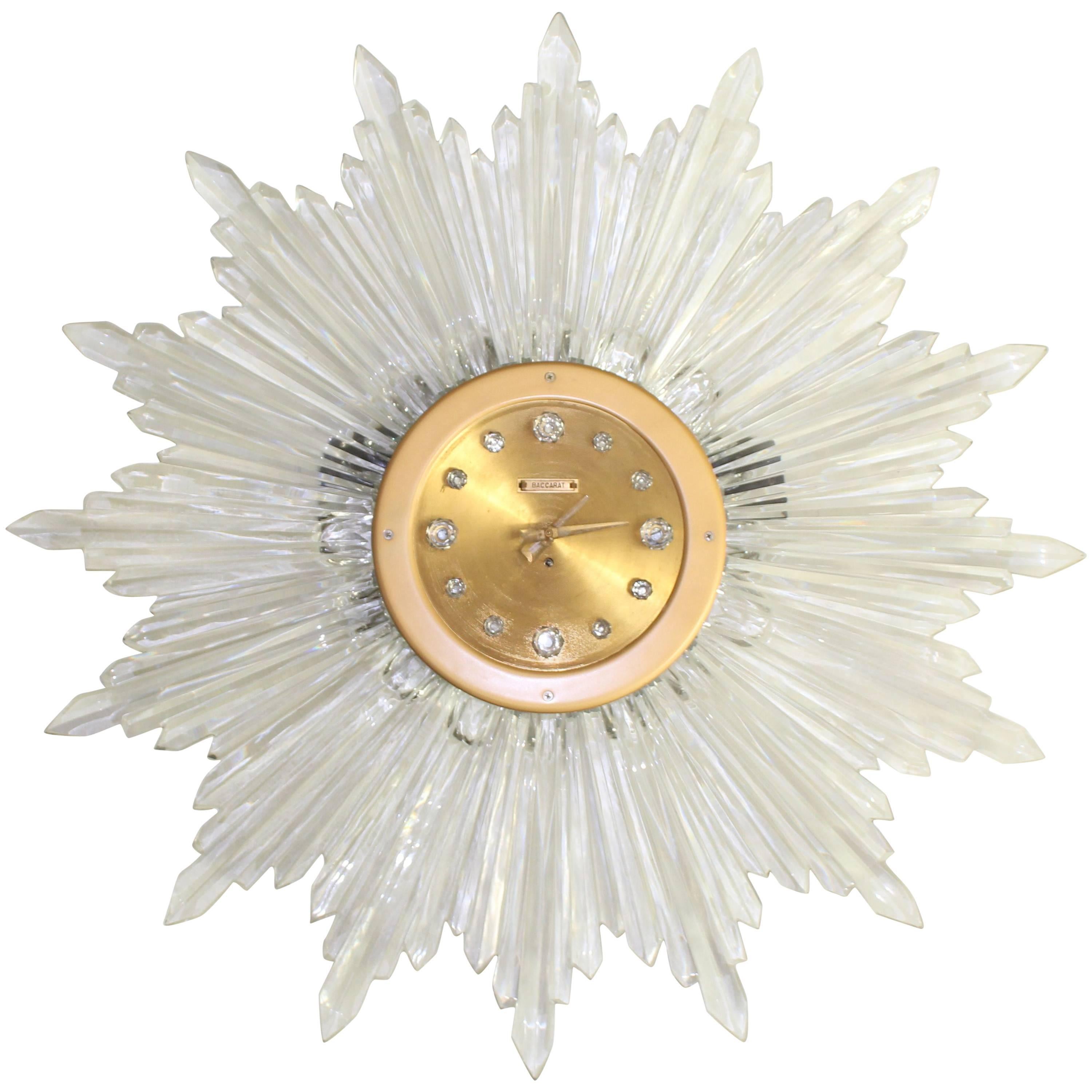 Original 1948 Baccarat Crystal Sun Clock For Sale
