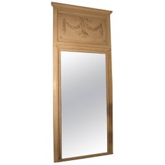 French Louis XVI Style Trumeau Mirror with a Painted Finish