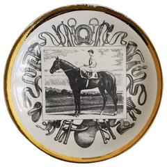 Vintage Piero Fornasetti Race Horse Plate, Grand Campioni Italiani Del Galoppe