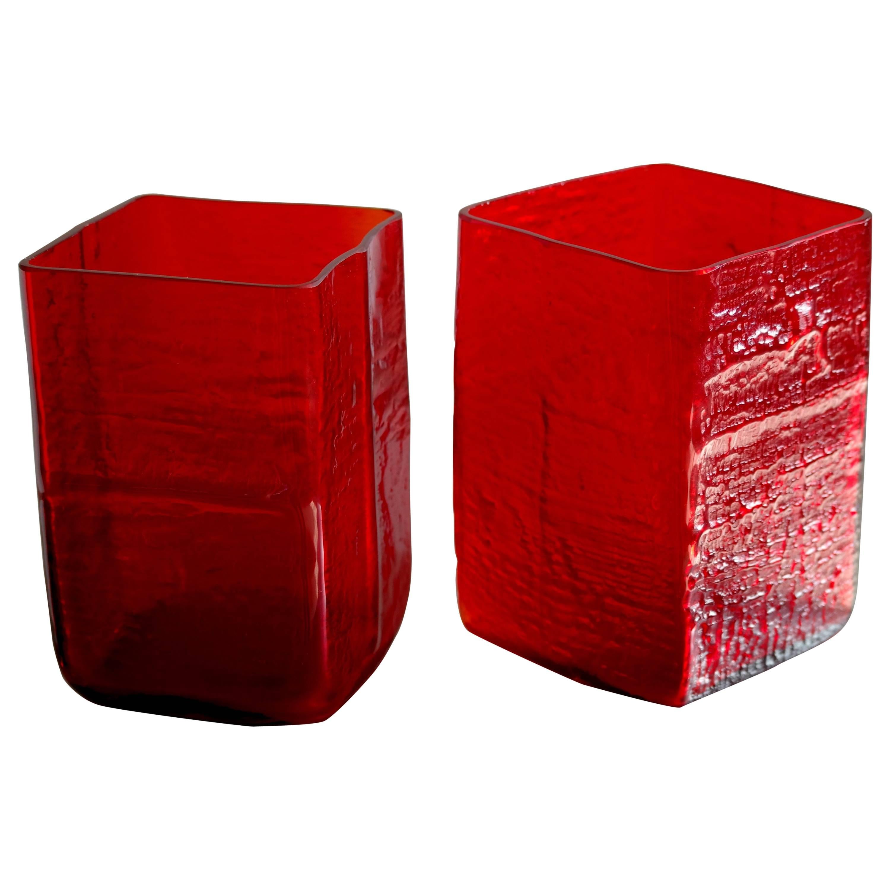 Per Lÿtken for Holmegaard Glasvaerk Red Glass Vases designed 