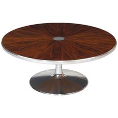 Steen Ostergaard for Poul Cadovius Chrome Pedestal Rosewood Coffee Table