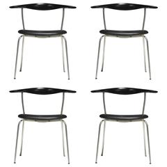 Lacquer Dining Room Chairs 68 For At 1stdibs Hans Wegner Pp701 Bull Horn Dining Chairs In Black Lacquer Leather And Steel