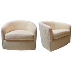 Vintage Pair of Rock and Swivel Chairs in the Style of Milo Baughman