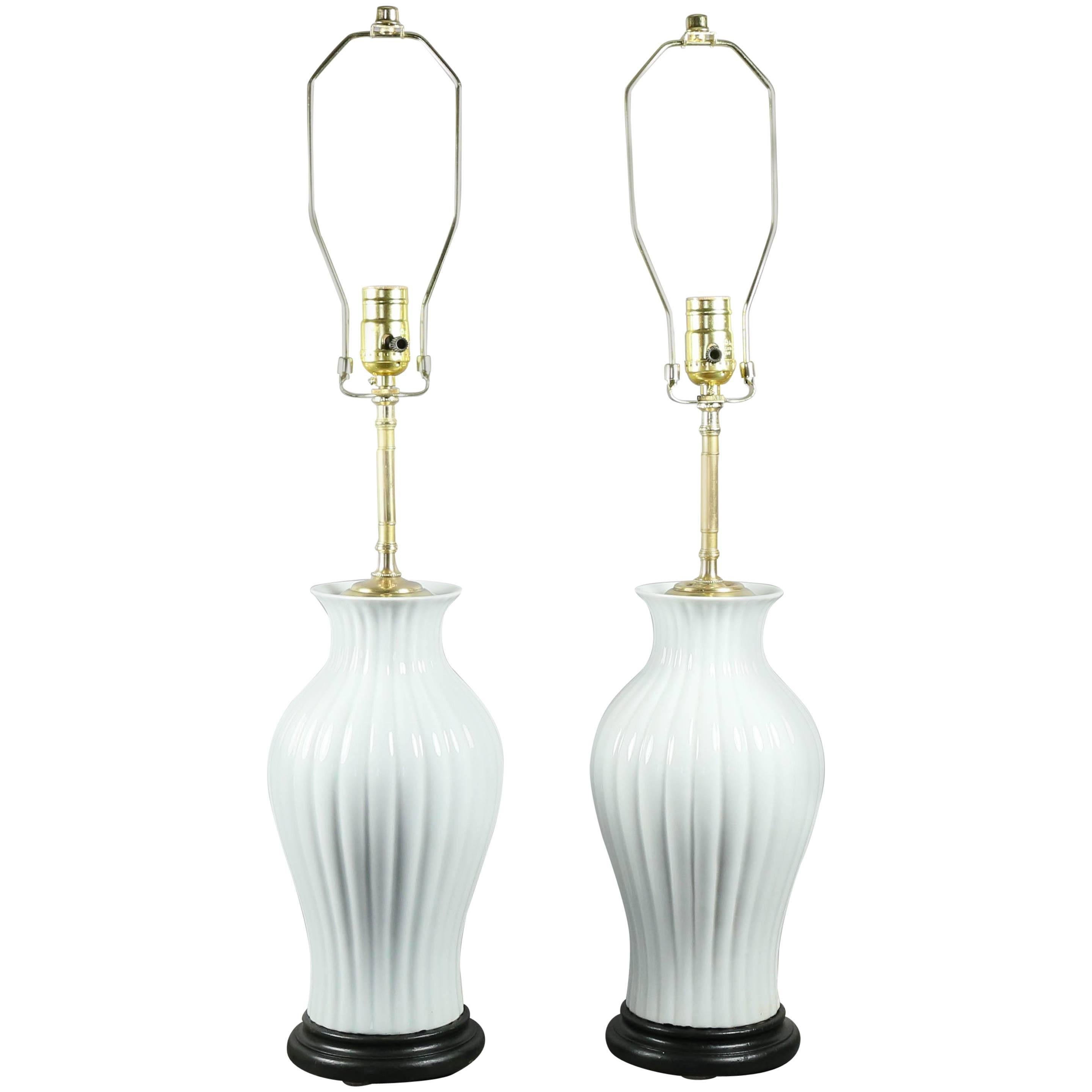 Pair of Japanese White Porcelain Table Lamps
