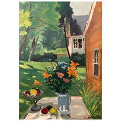 American Post-Impressionist Painting "Southampton Garden" by Nicola Cikovsky