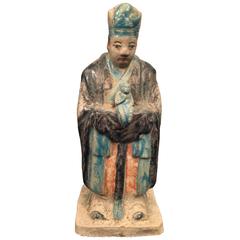 Antique Important Ancient Chinese Zodiac Figure Holding a Monkey, Ming Dynasty 1368-1644