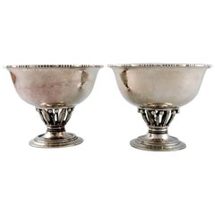 Georg Jensen, Pair of Hammered Sterling Silver Centrepieces