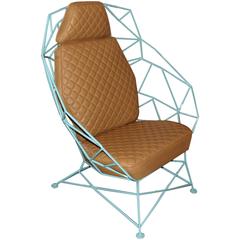 Custom Handmade Powder Coated Chair with Stylized Stitch Detail  Cushions