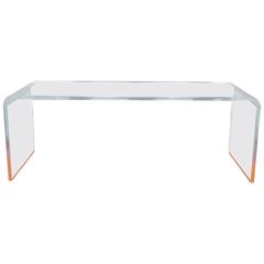 Lucite Coffee Table with Orange Accents