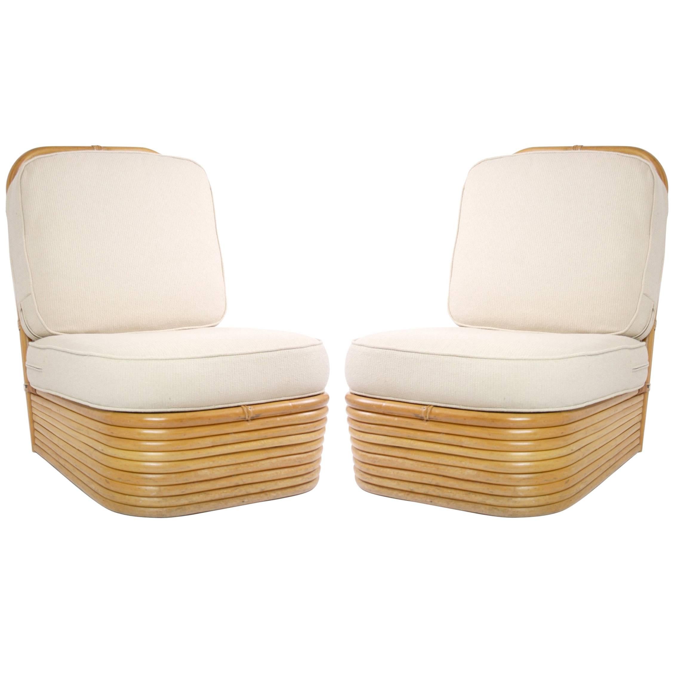 Pair of Paul Frankl Style Rattan Slipper Chairs