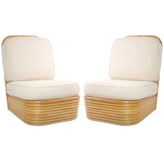 Pair of Paul Frankl Style Rattan Slipper Chairs