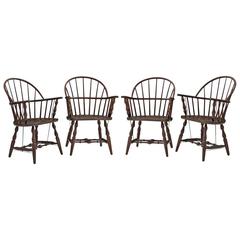 Set of Four Early American Windsor Chairs, circa 1850s