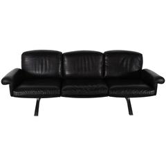 De Sede, DS 31 Three-Seat Black Leather Sofa