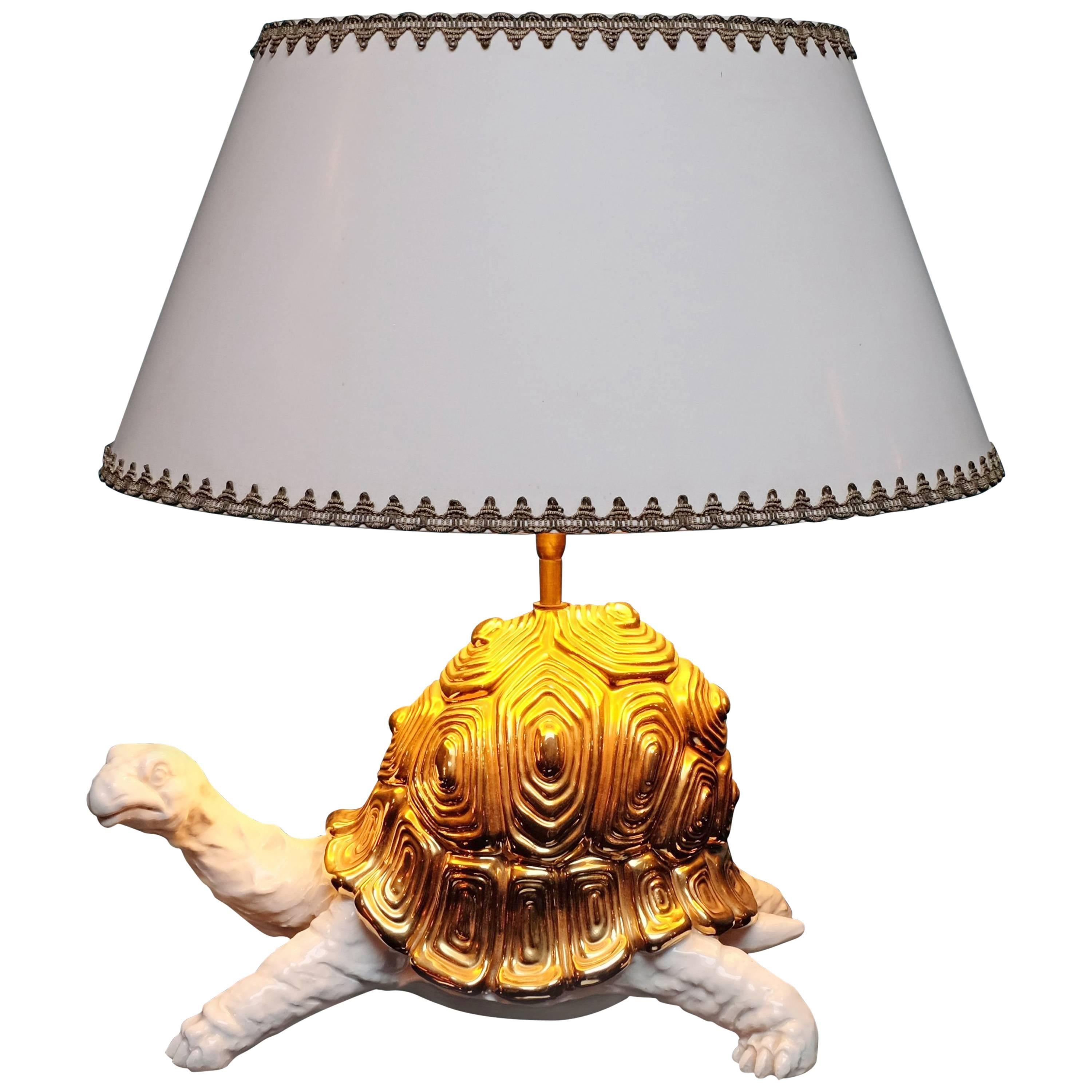 1970s Ceramic Tortoise Lamp