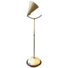 Tall 1950s Brass and Cream Table Lamp