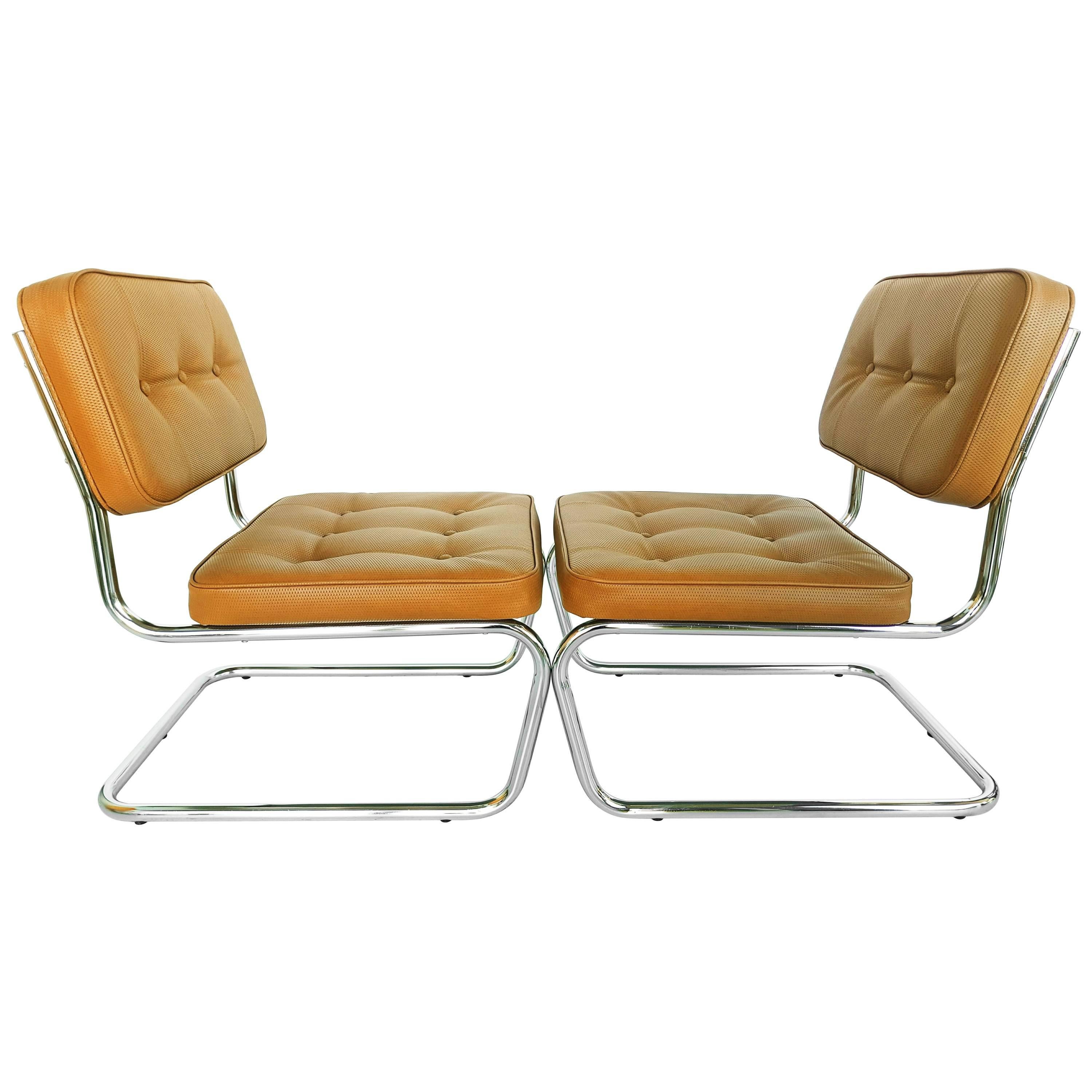 Pair of Tan Mb-Tex Lounge Chairs, circa 1970