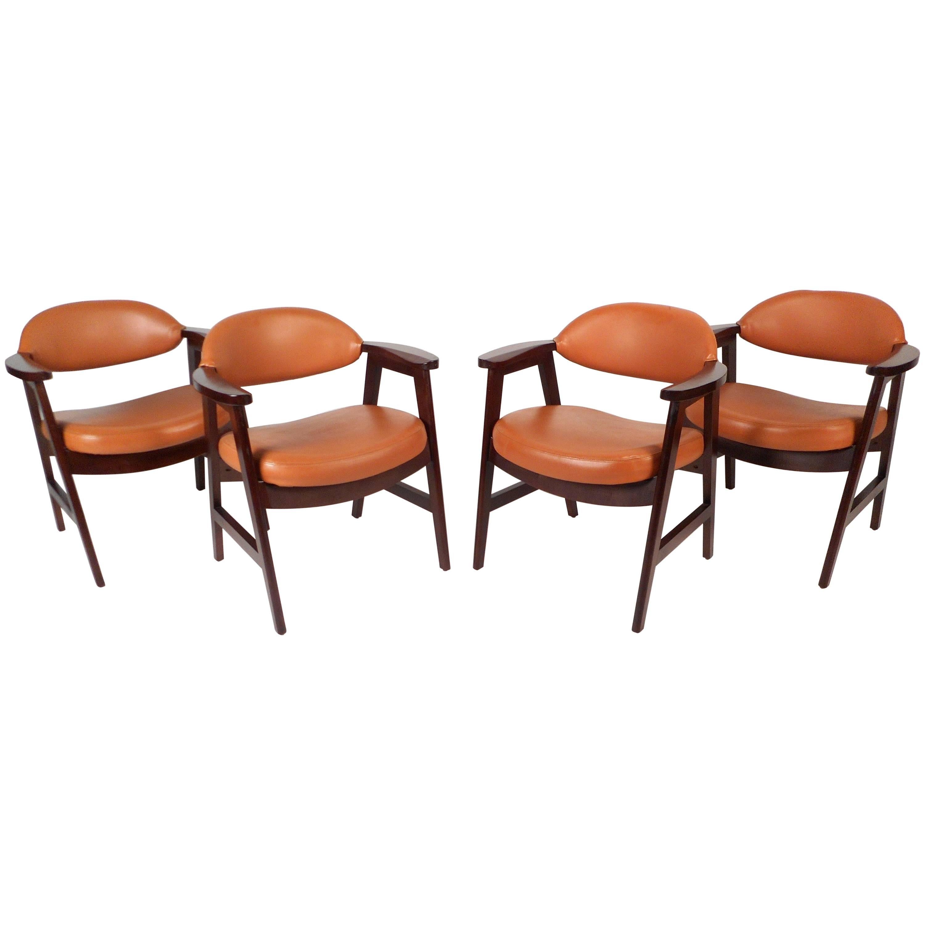 Set of Mid-Century Modern Vinyl Dining Chairs