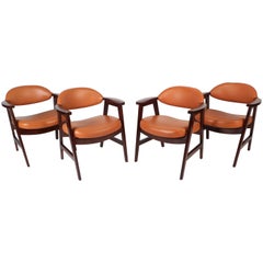 Set of Mid-Century Modern Vinyl Dining Chairs