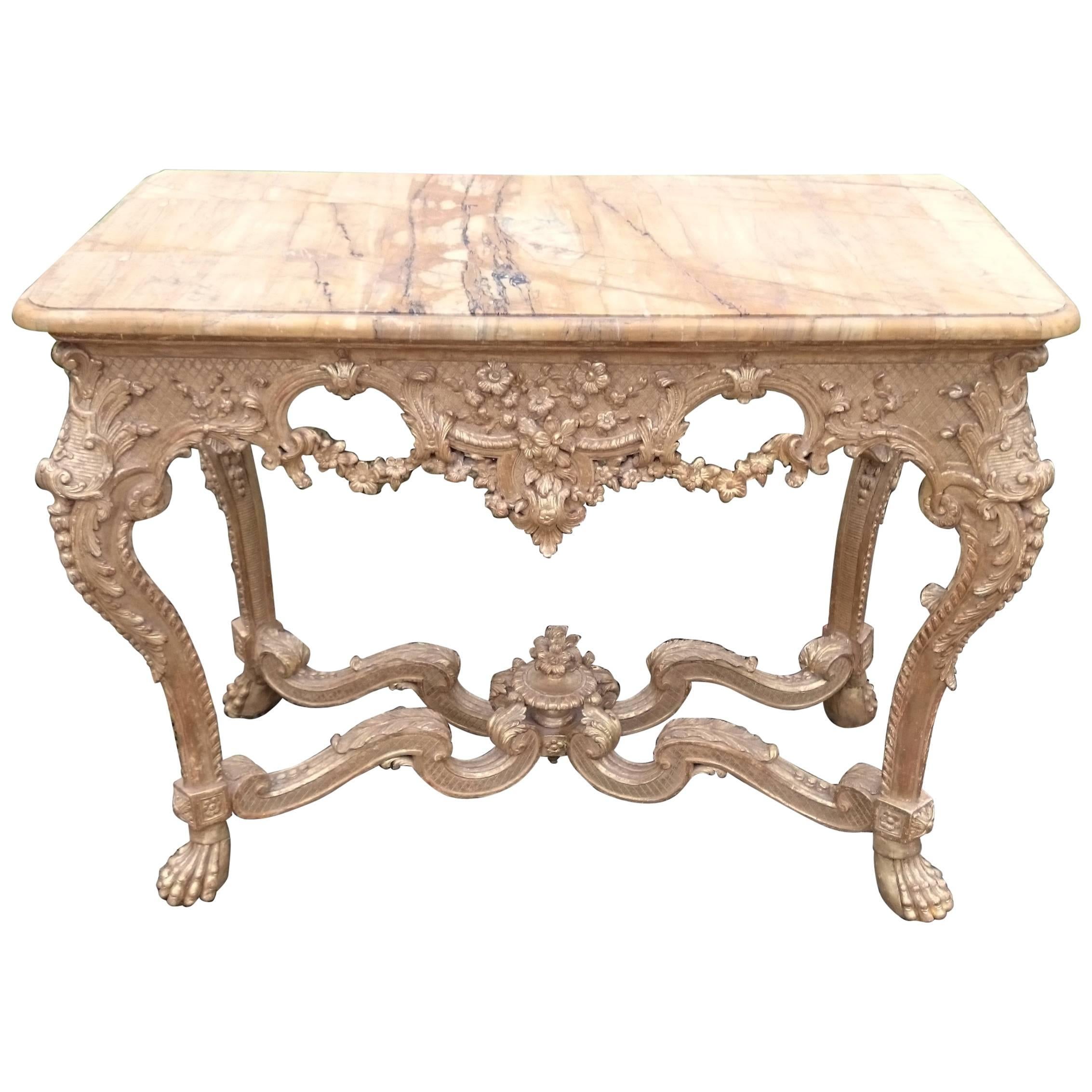 18th Century, George II Period Gilt Console Table with Marble Top